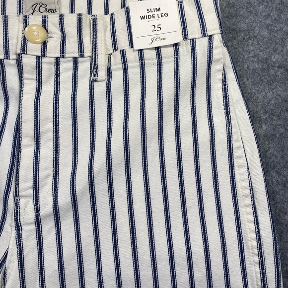 NWT J. Crew Women's Slim Wide-Leg Jeans Size 25 AJ529 Blue White Stripe, NWT - Picture 7 of 15